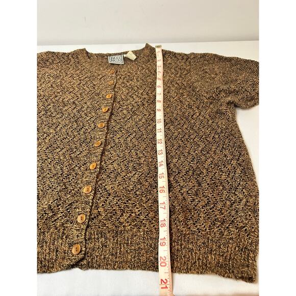 Vintage Russ Knit Cardigan Womens Medium Brown Ramie Cotton Short Sleeve 90s - Picture 4 of 5